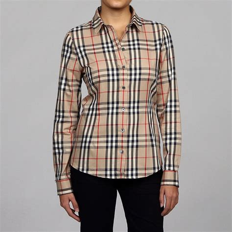 burberry long sleeve button down shirt|Burberry button down shirt women.